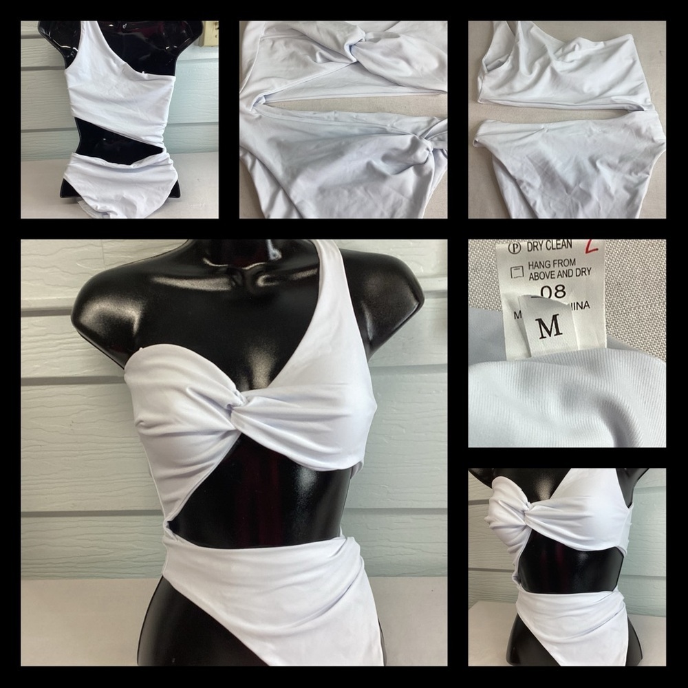 White one piece swimsuit. - Picture 5 of 8